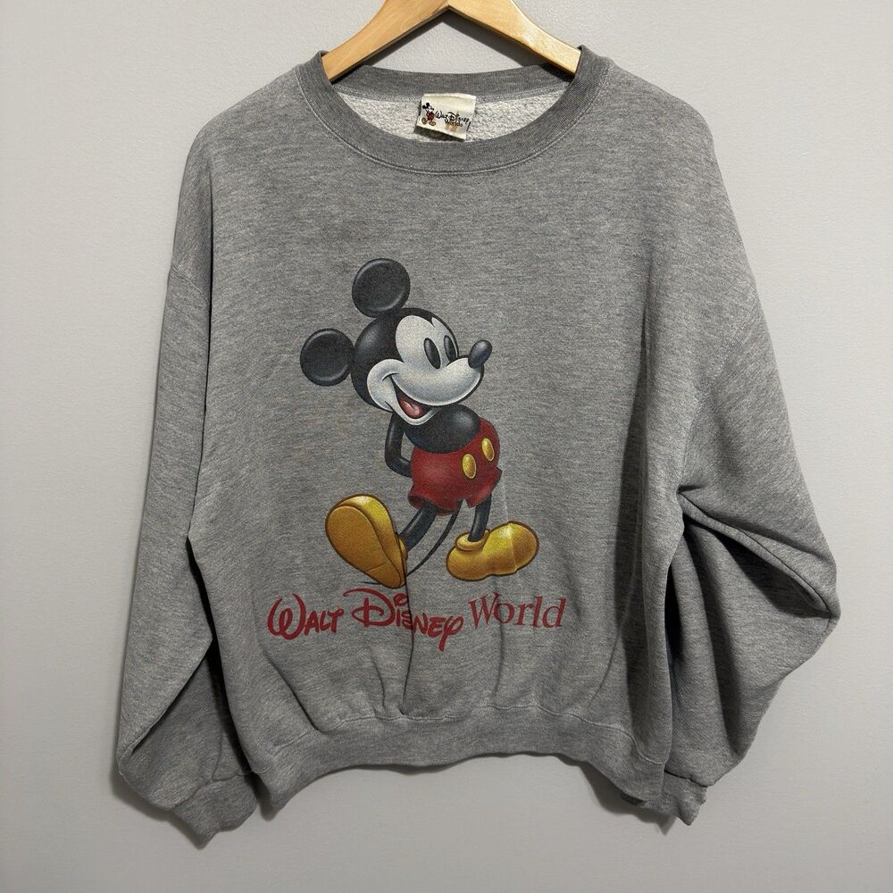 Vintage Mickey Inc Sweatshirt Mens M Gray Mickey Mouse Walt Disney World 90s